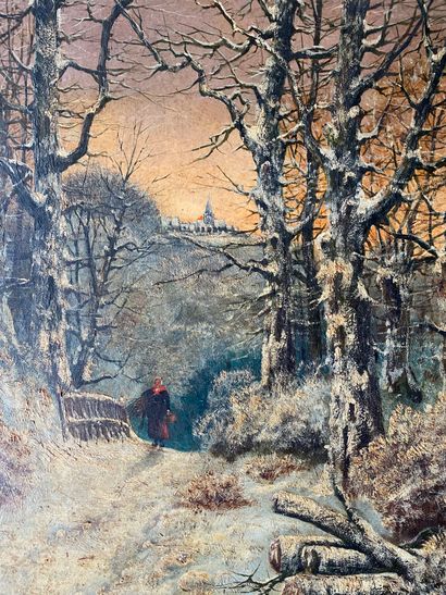 PIERRE PEROT (1851-?) : Sous-bois en hiver....