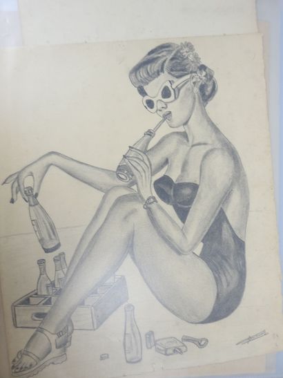 ALBUM comprenant environ 25 gravures, dessins...