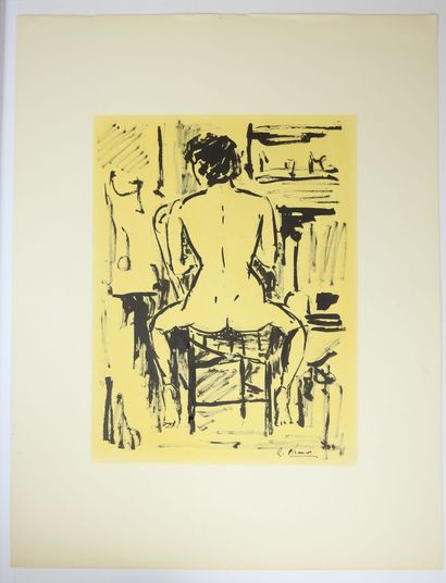 Roland CHANCO (1914-2017): Nu à califourchon....