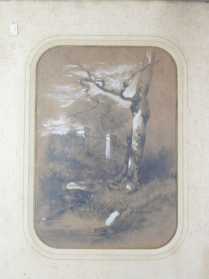 M. BALLET (XIX-XXth): Landscape. Graphite...