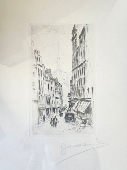 Lot of 2 works on paper including: 
L'église.
Charcoal...