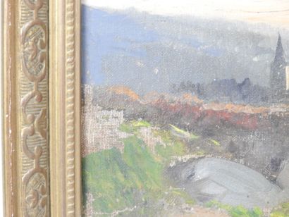 19th C. School: Lively landscape of peasant...