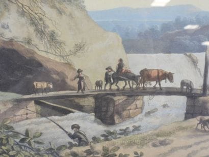Ecole du XIXème siècle : Paysage animé de...