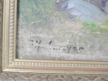19th C. School: Lively landscape of peasant...