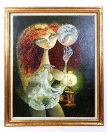 René MARGOTTON (1915-2009): Licorne du soir....