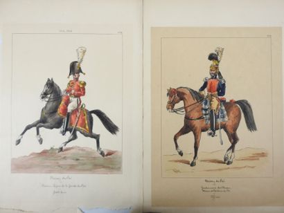 TWO heightened ESTAMPES depicting two military...
