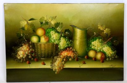 D. PECEY (XXe): Nature morte aux fruits et...