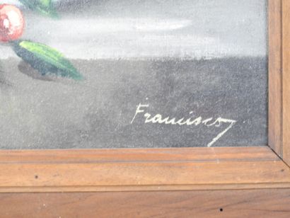 FRANCISCO (XXe). Nature morte aux cerises....