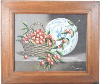 FRANCISCO (XXe). Nature morte aux cerises....