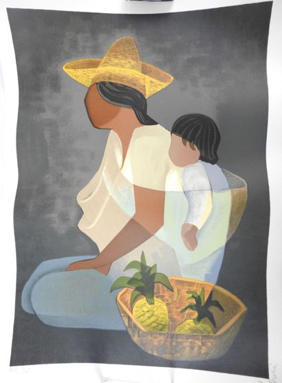 Louis TOFFOLI (1907-1999) : Maternité. Lithographie....