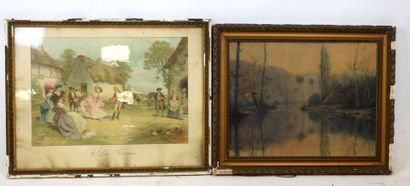Lucius ROSSI (1846-1913) : A la ferme. Impression.
On...