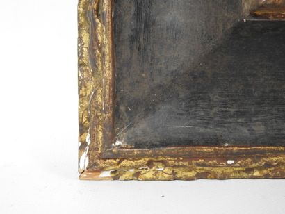 BARE FRAME in partially black-stained wood...