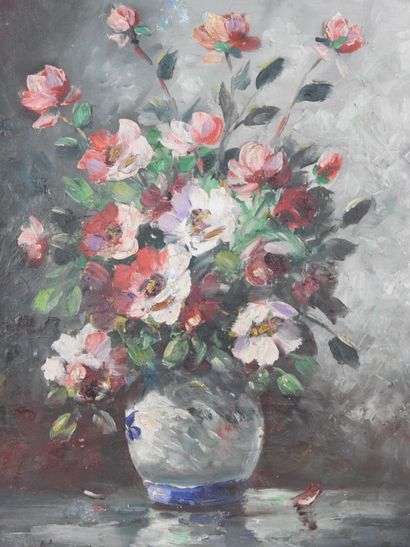 VICONTI (XXth). Still life with a bouquet...