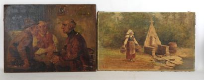 L. RALLIER (XIX-XXe) : Jeune fille au puits....
