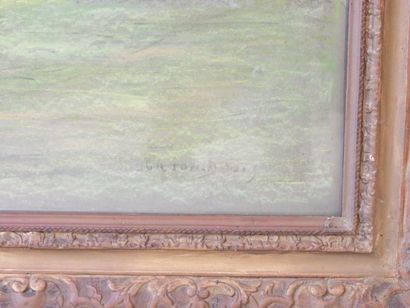 GOURJON (XX-XXIe) : Paysage. Pastel. Signé...