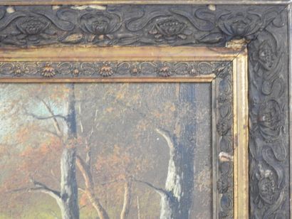 MANIERY (XXth). Wooded landscapes. Two oils...