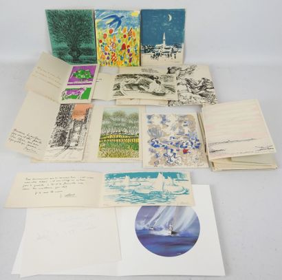 Set of LITHOGRAPHIES (small formats) and...
