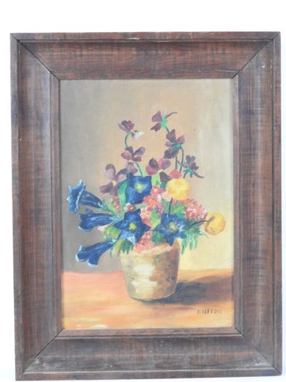 G. RIFFON (XXe). Nature morte au bouquet...