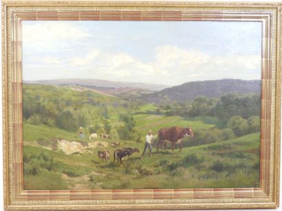 Clément QUINTON (1851-1920) : Couple de bergers...