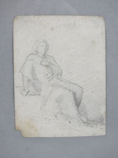TROIS DESSINS encadrés au crayon graphite...