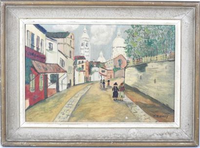 C. BAILLY (XXe). La promenade. Huile sur...