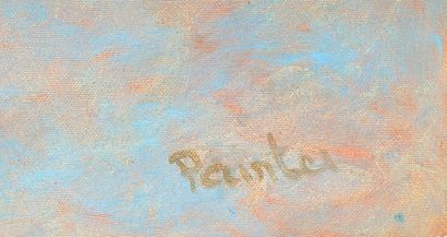 PAINTER (XXth) : Large oil on canvas signed...