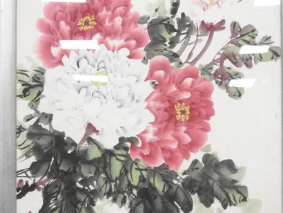 CHINE : Branches fleuries roses et blanches....