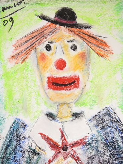 Roland CHANCO (1914-2017): Clown à la Fleur....