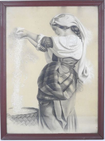 E. RICHER, d'après. Paysanne italienne. Dessin...