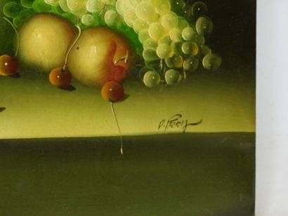 D. PECEY (XXe): Nature morte aux fruits et...