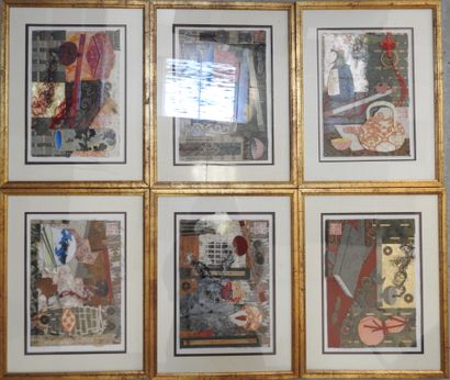 LES OBJETS TRANQUILLES. Ensemble de six collages/...