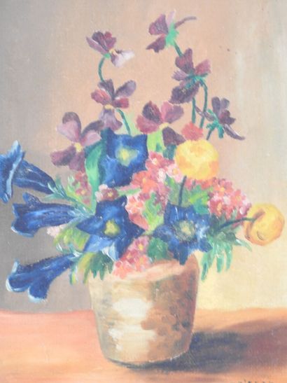 G. RIFFON (XXe). Nature morte au bouquet...