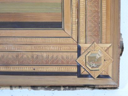 View of a castle. Straw marquetry pasted...