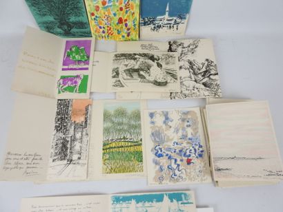 Set of LITHOGRAPHIES (small formats) and...