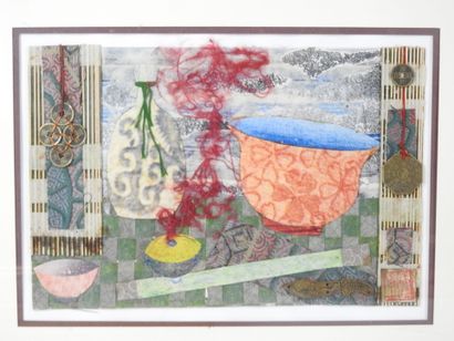 LES OBJETS TRANQUILLES. Ensemble de six collages/...