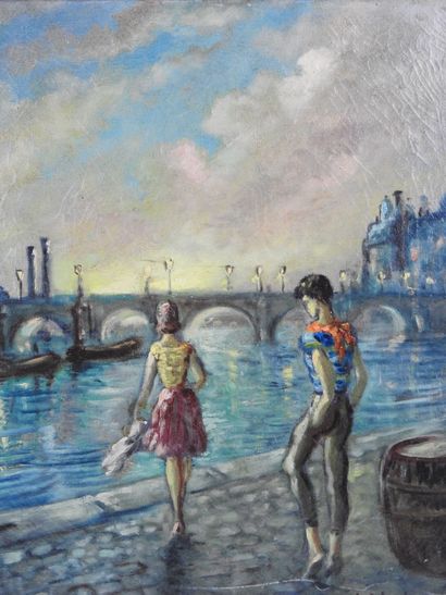 Luc Olivier LESIEUR (20th). La môme. Oil...