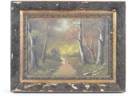 MANIERY (XXth). Wooded landscapes. Two oils...