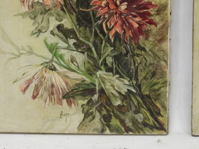RENEE (XXe) : Fleurs. Deux huiles sur toile...