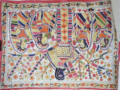 INDE. Divinités. Deux dessins à l'encre et...