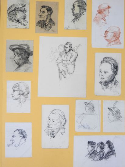 André DUCULTY (1912-1990). Portrait studies....