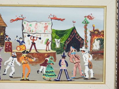 Claude TABET (1924-1979) : La parade. Huile...