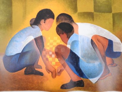 Louis TOFFOLI (1907-1999) : Enfants jouant....