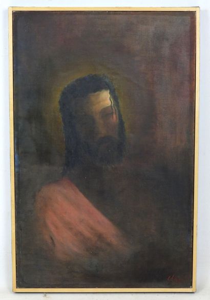 Roland CHANCO (1914-2017): Christ. Huile...