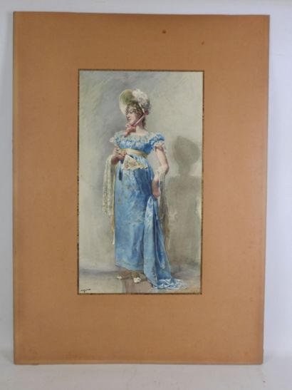 HORN (XIX-XXe) : Elégante. Aquarelle. Signé...