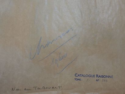 Roland CHANCO (1914-2017): Nu au Tabouret....