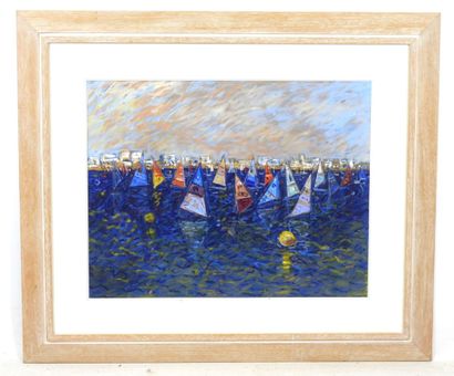 Jean MORLAINE (né en 1953) : Vue des voiliers....