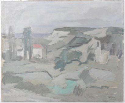 20th century school. Vervins. Oil on canvas....