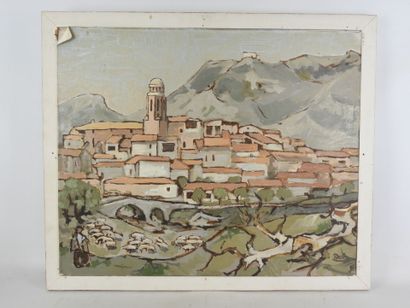 DEL (XXe) : Paysages. Huiles sur panneau...