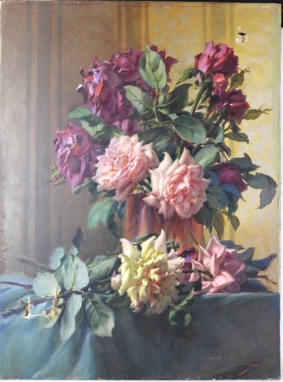 U. TOLLERI (XXe) : Bouquet de fleurs. Signé...