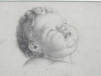 L. FERRAND (XIX): Portrait of a child. Graphite...